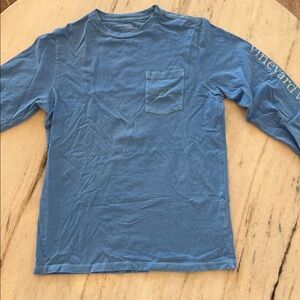 Vineyard Vines Washed Blue Long Sleeve Pocket Tee